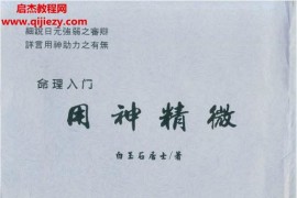 白玉石居士著命理入门用神精微电子书pdf百度网盘下载学习