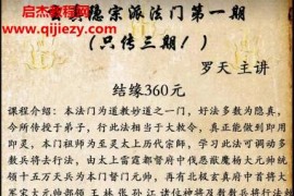 罗天玄真隐宗派法门第一期视频文字资料百度网盘下载学习